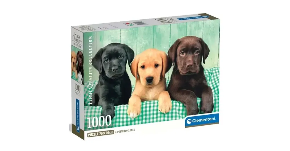 Három kis labrador 1000 db-os HQC puzzle poszterrel – Clementoni Árcsökkenés