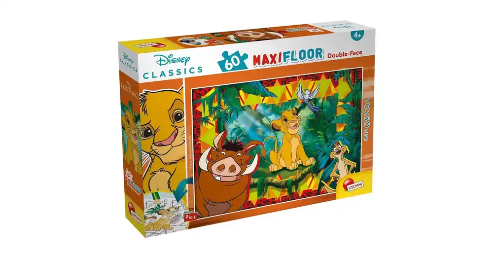 Az Oroszlánkirály 2 az 1-ben 60 db-os maxi puzzle és színező 70×50 cm – Lisciani Outlet
