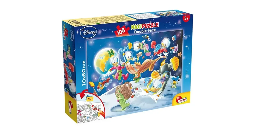 Kedvezményes ár Kacsamesék Donald az űrben 2 az 1-ben 108 db-os puzzle és színező 70×50 cm – Lisciani