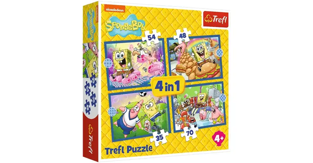 Spongyabob 4 az 1-ben 35–48–54–70 db-os puzzle – Trefl Akciós ár