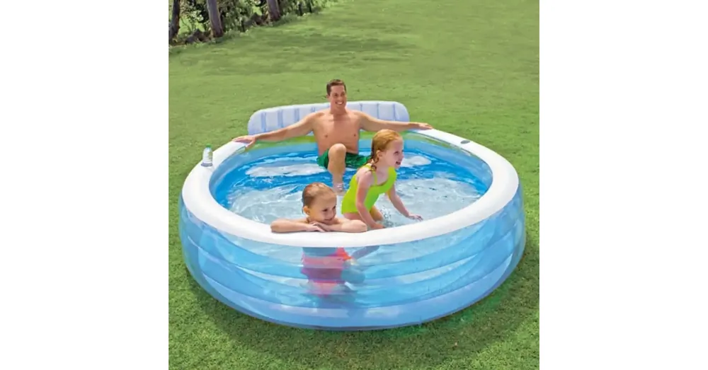 Olcsóbb Intex Family Center napozós háttámlás medence 224×216×76 cm