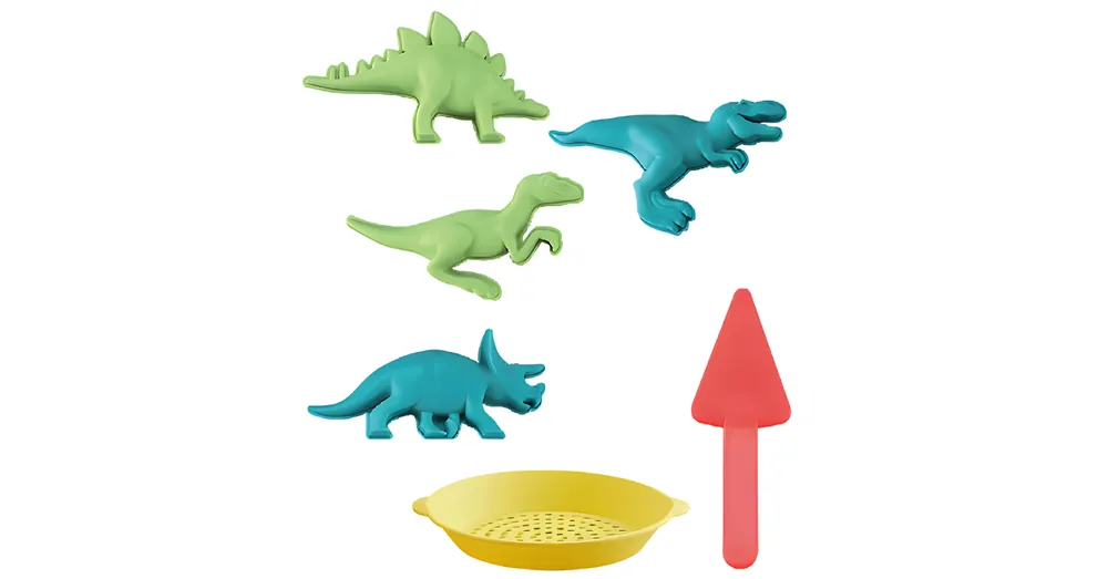 Szezonális akció Dinoszauruszos homokozó szett szitával
