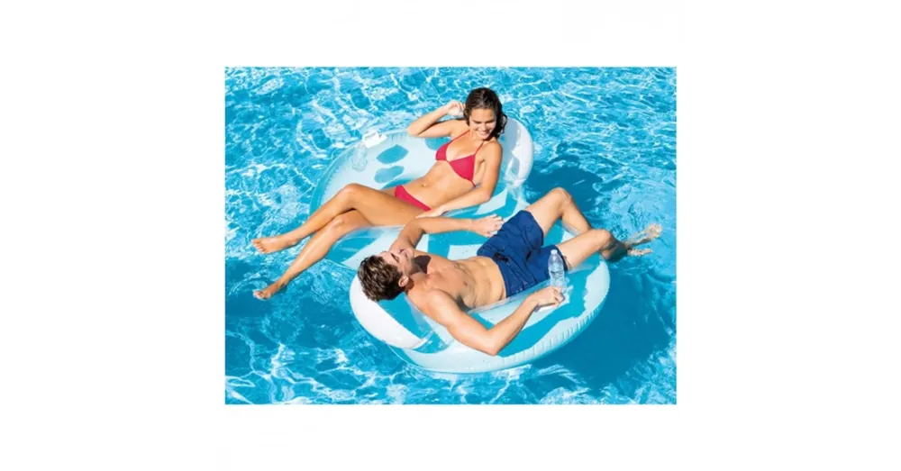 Intex Dupla háttámlás kerek matrac kék színben 198x117cm Olcsó