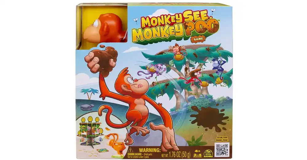 Vásárlói kedvenc Monkey See, Monkey Poo Majom kaki dobálós ügyességi társasjáték – Spin Master